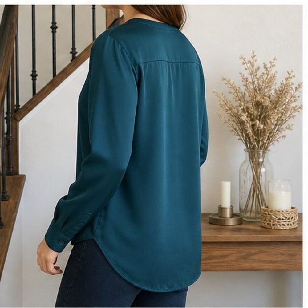 Teal Ruffle Blouse - Picture 3 of 6